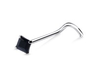 3mm Square Stone Curved Nose Stud NSKB-820